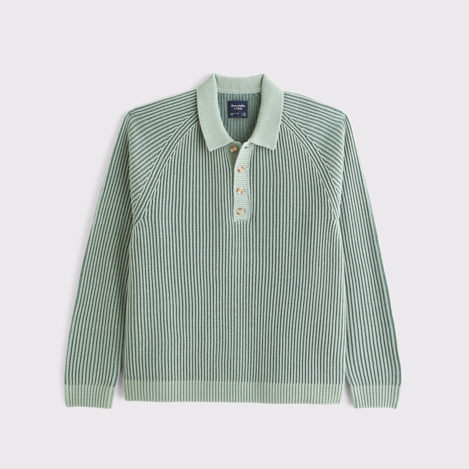 Abercrombie Long-Sleeve Rib Collared Sweater Polo
