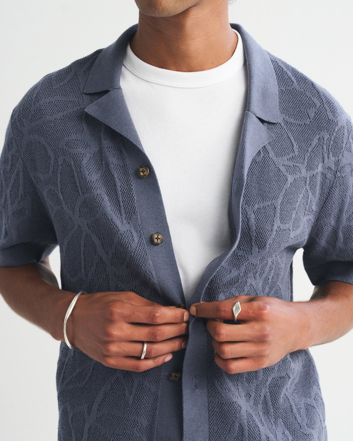 Abercrombie 100% Pima Cotton Floral Button-Through Sweater Polo