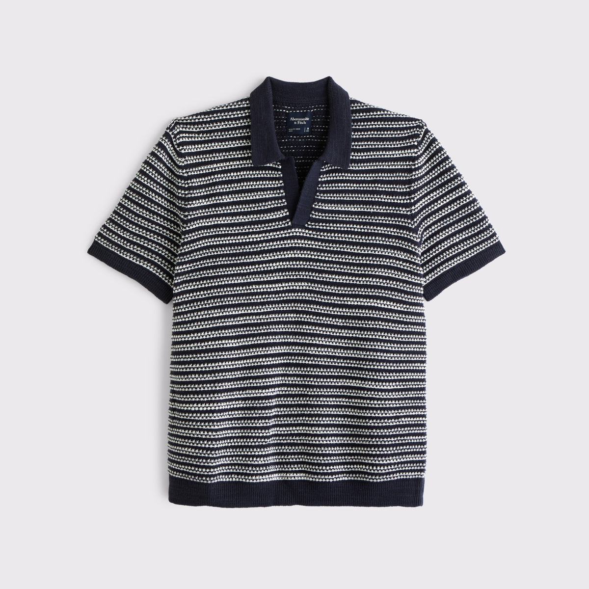 Abercrombie Textural Striped Johnny Collar Sweater Polo