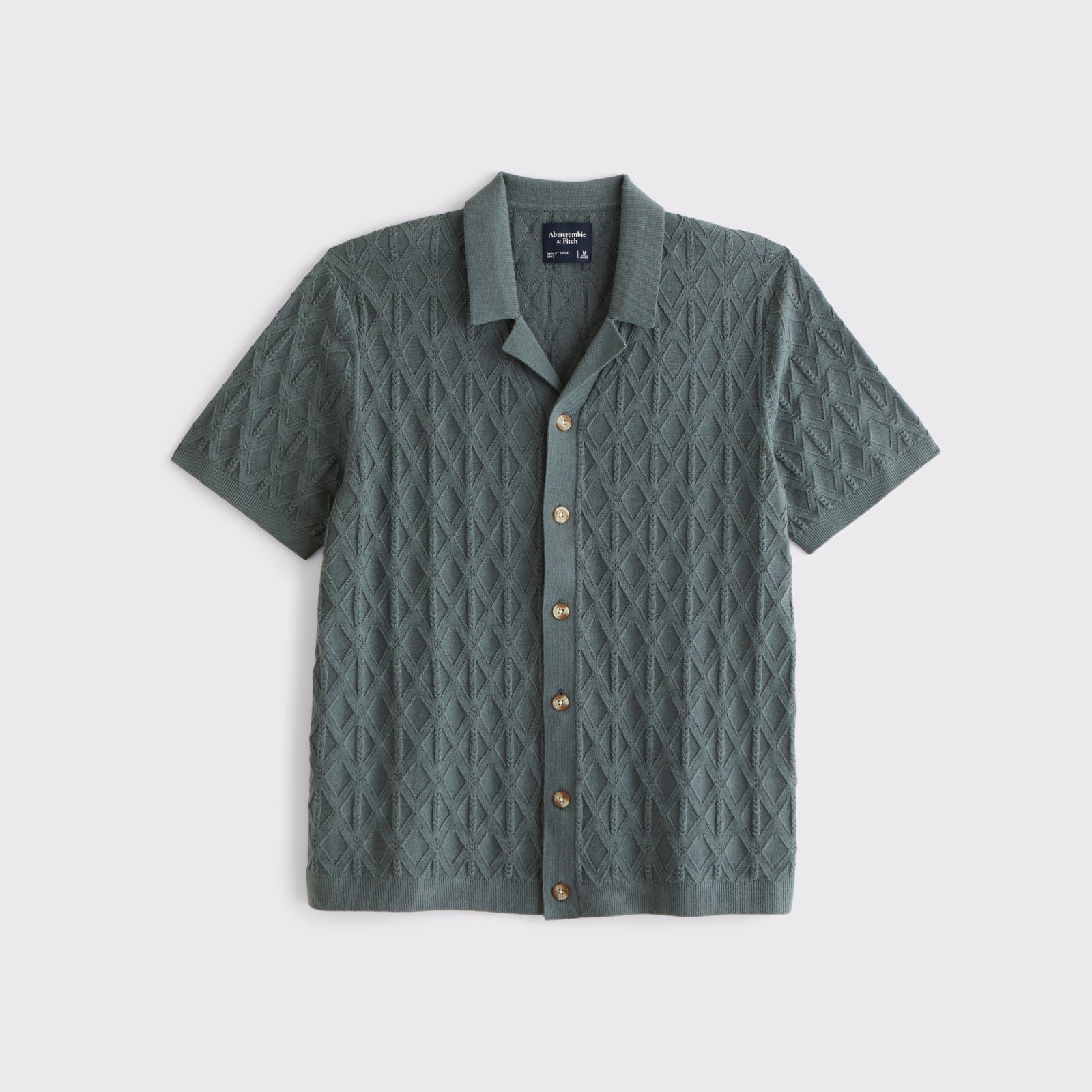 Abercrombie Diamond Stitch Button-Through Sweater Polo