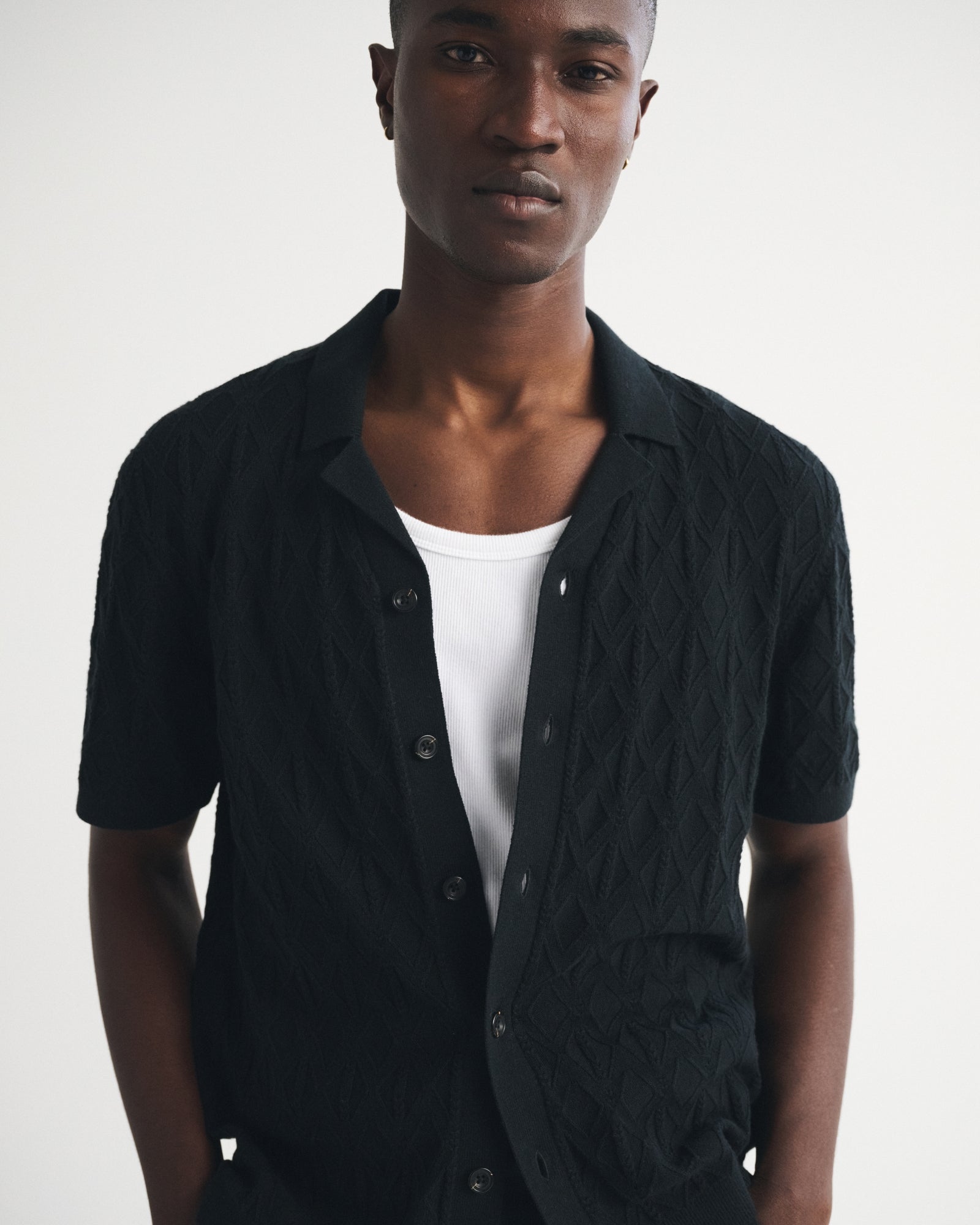 Abercrombie Diamond Stitch Button-Through Sweater Polo