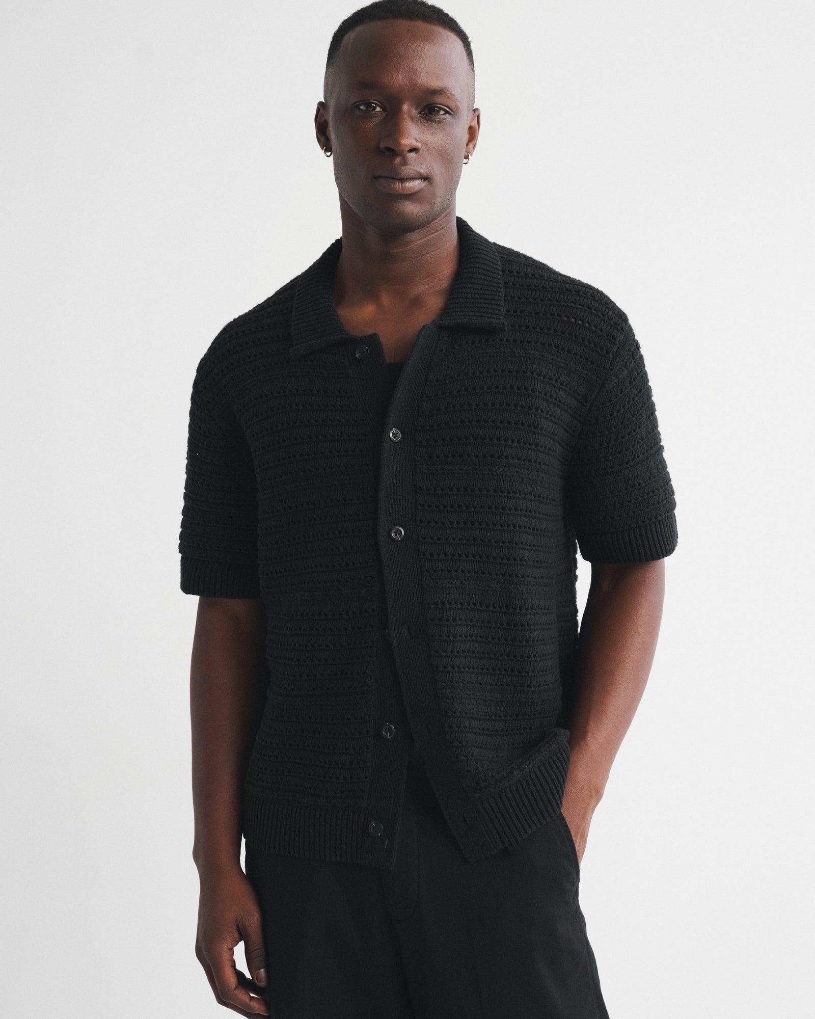 Abercrombie 100% Cotton Crochet-Style Button-Up Shirt