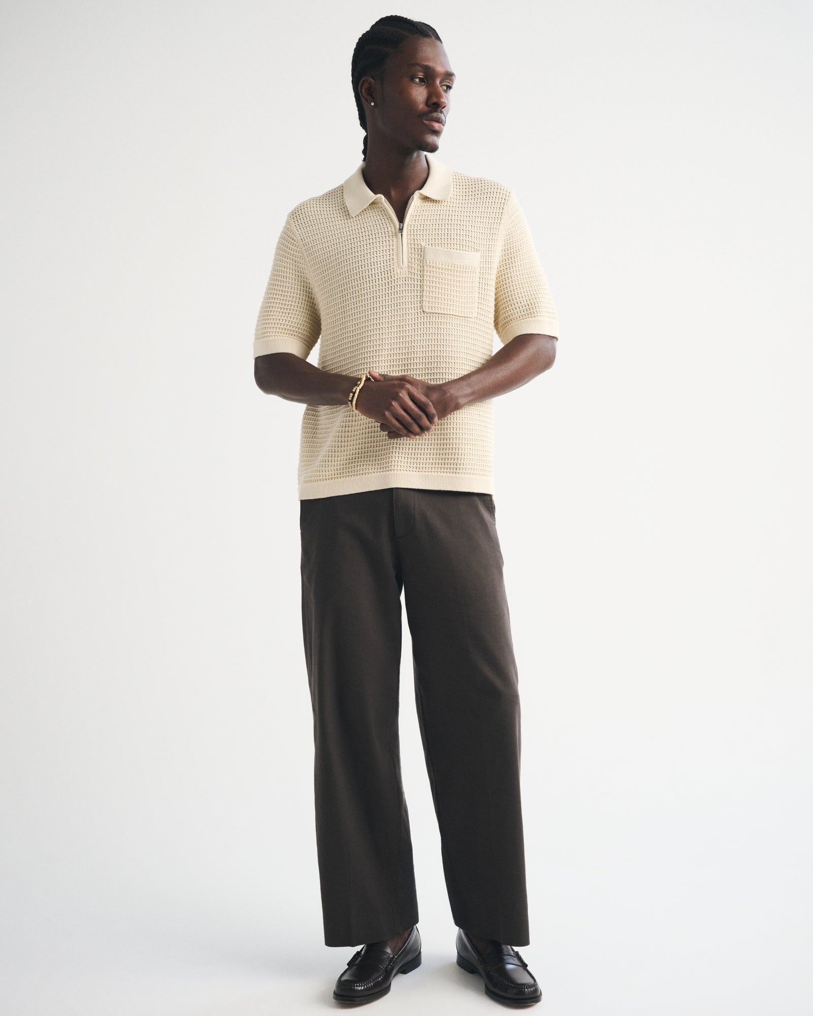 Abercrombie 100% Cotton Zip Sweater Polo
