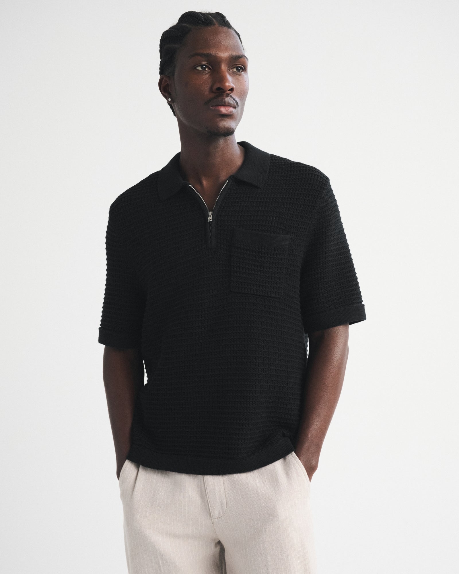 Abercrombie 100% Cotton Zip Sweater Polo