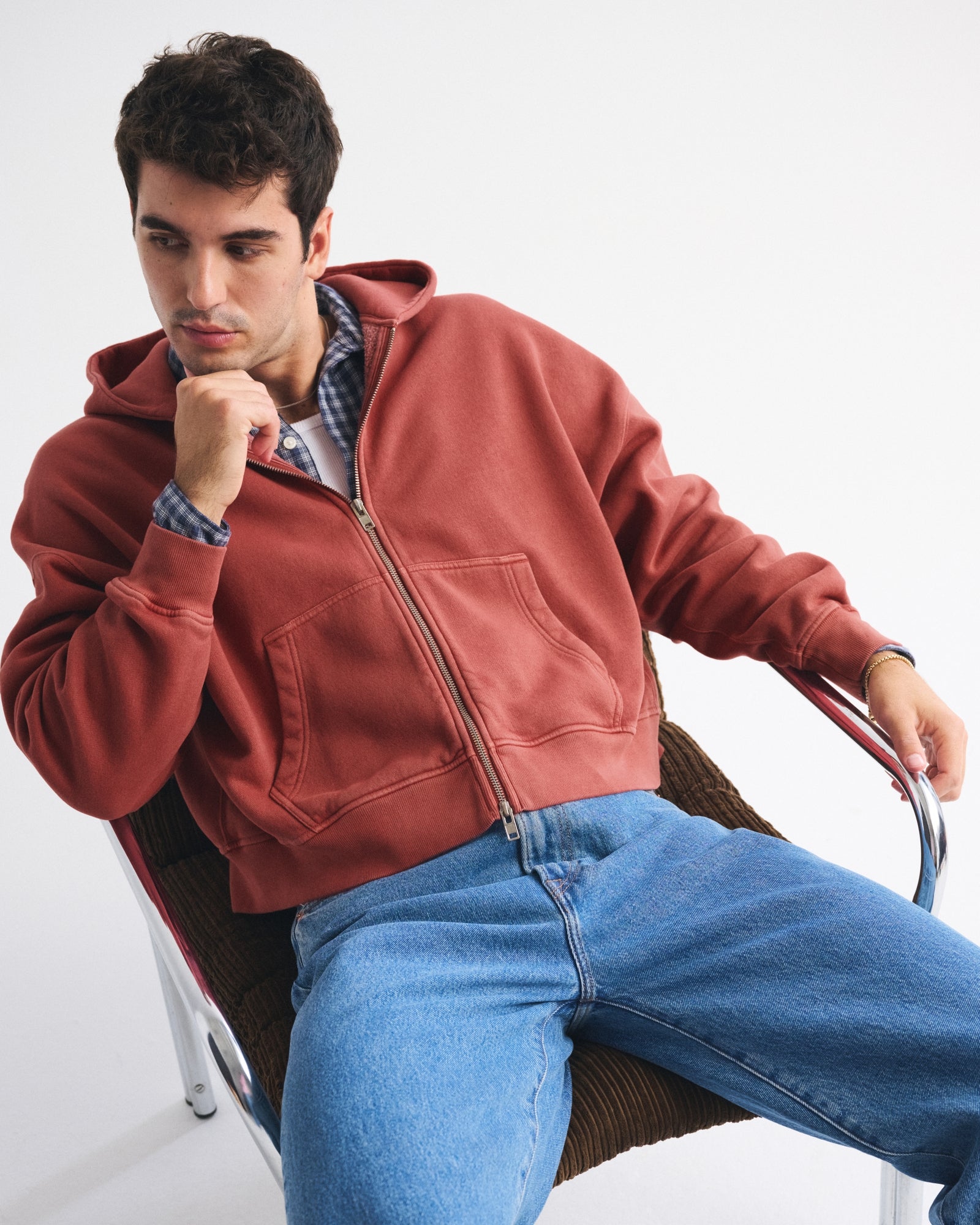 Abercrombie Essential Cropped Full-Zip Hoodie