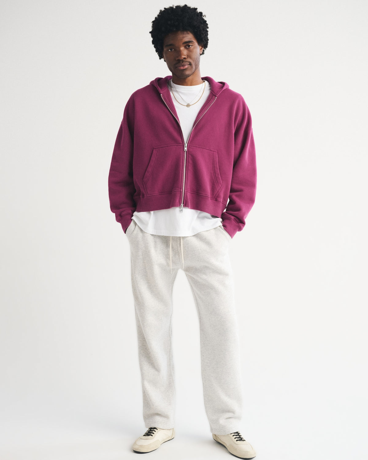 Abercrombie Essential Cropped Full-Zip Hoodie