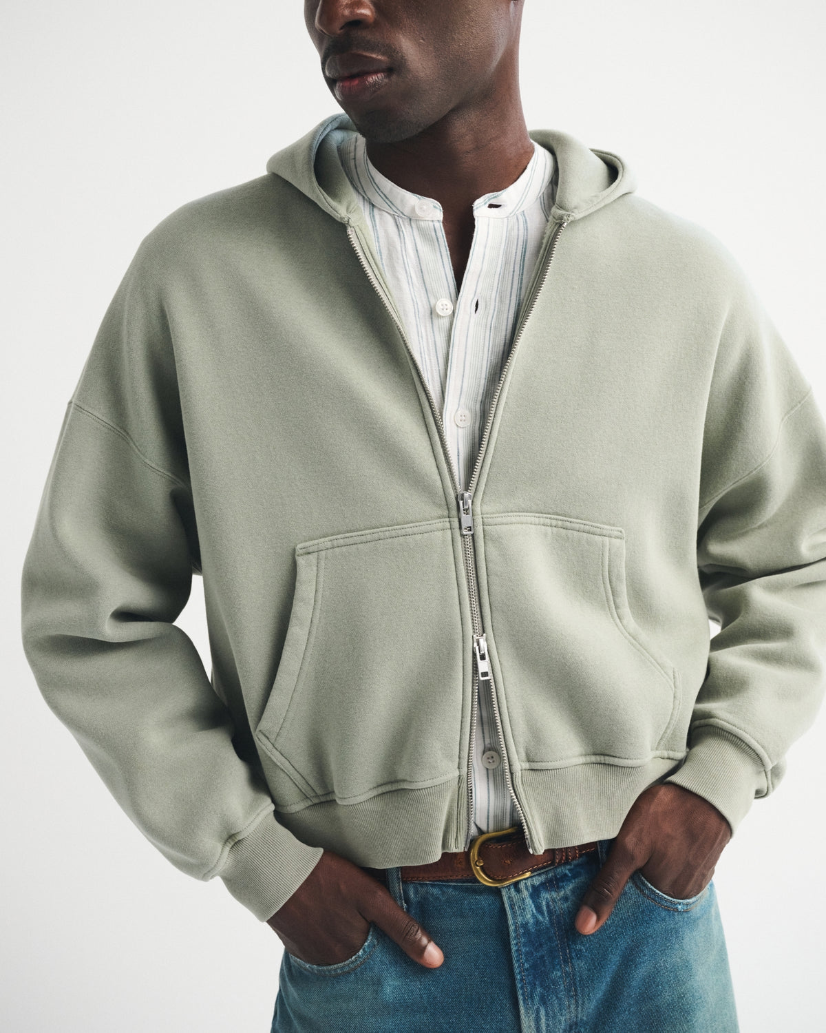 Abercrombie Essential Cropped Full-Zip Hoodie