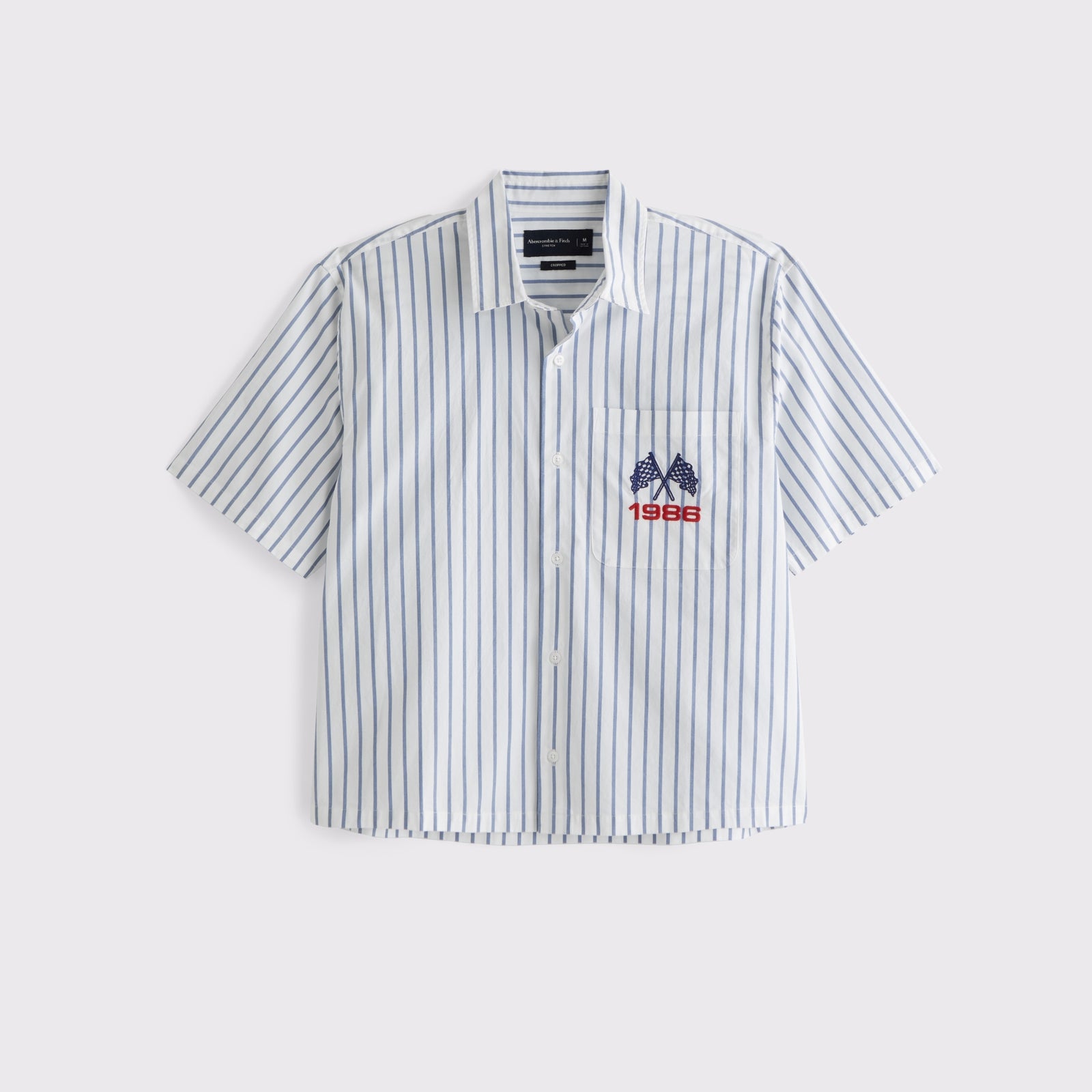Abercrombie Short-Sleeve Racing Workwear Button-Up Shirt