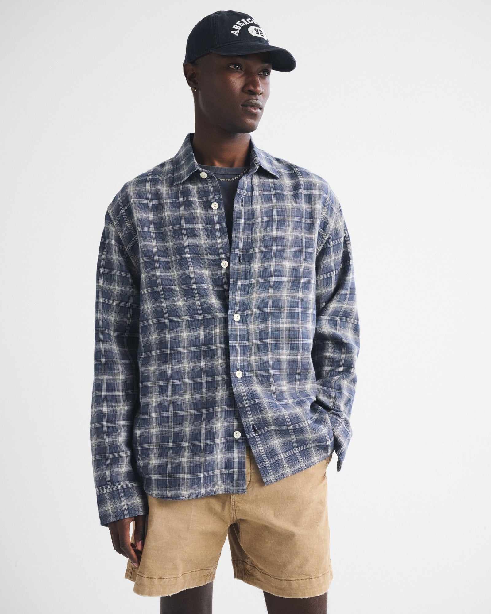 Abercrombie Linen-Blend Plaid Shirt
