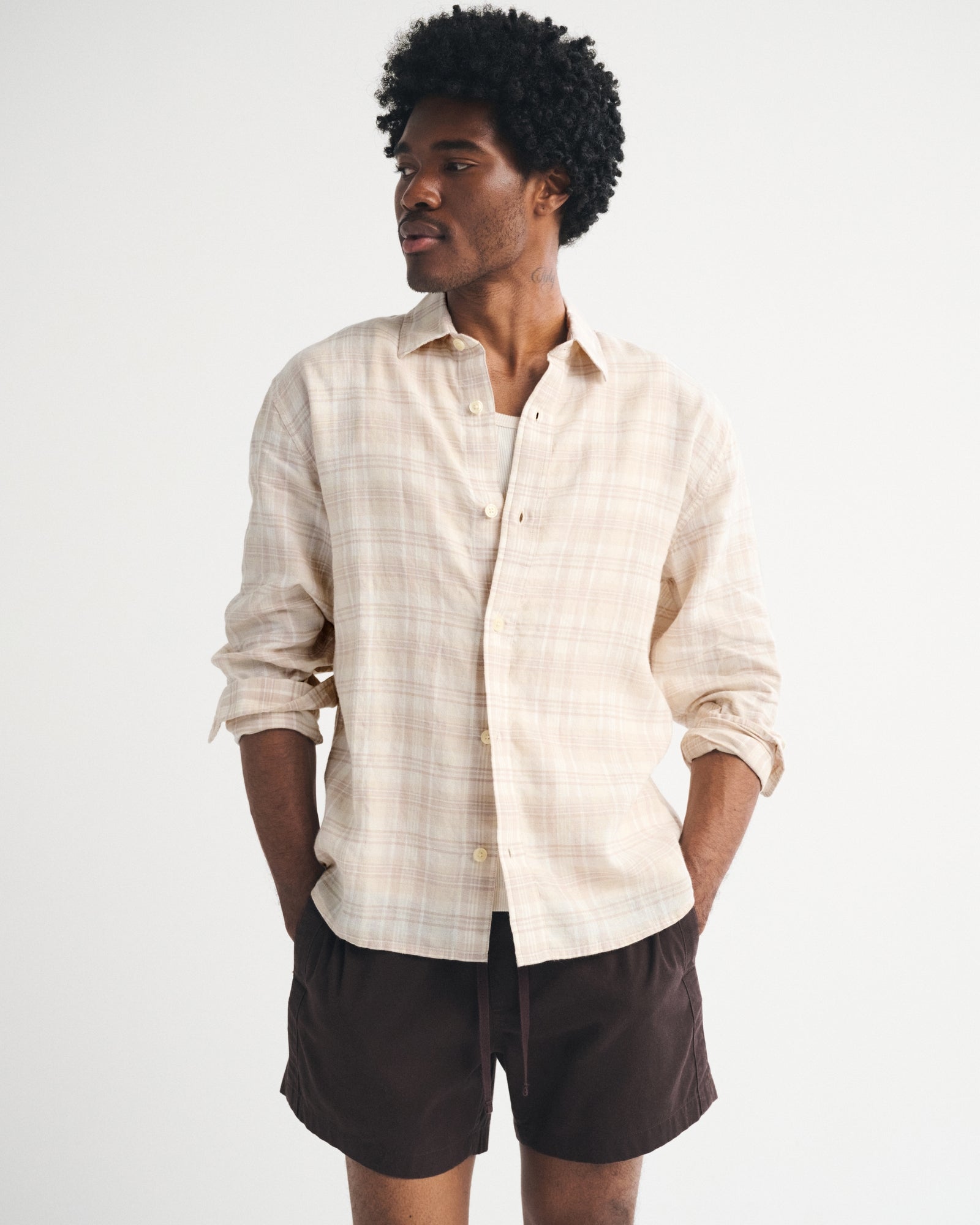 Abercrombie Linen-Blend Plaid Shirt