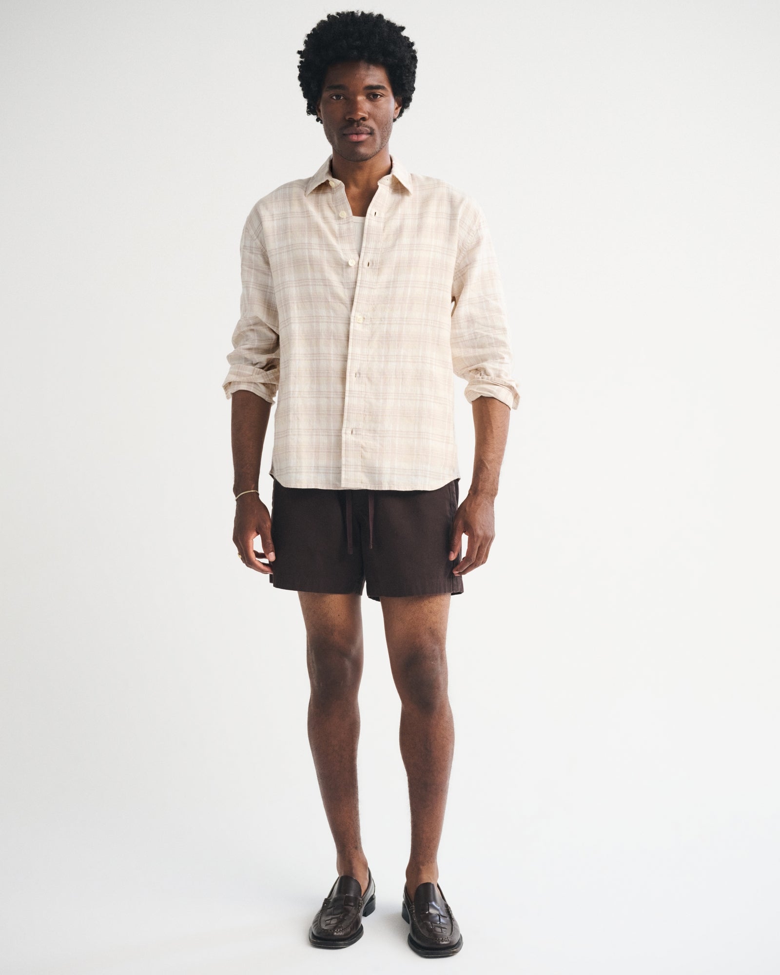 Abercrombie Linen-Blend Plaid Shirt