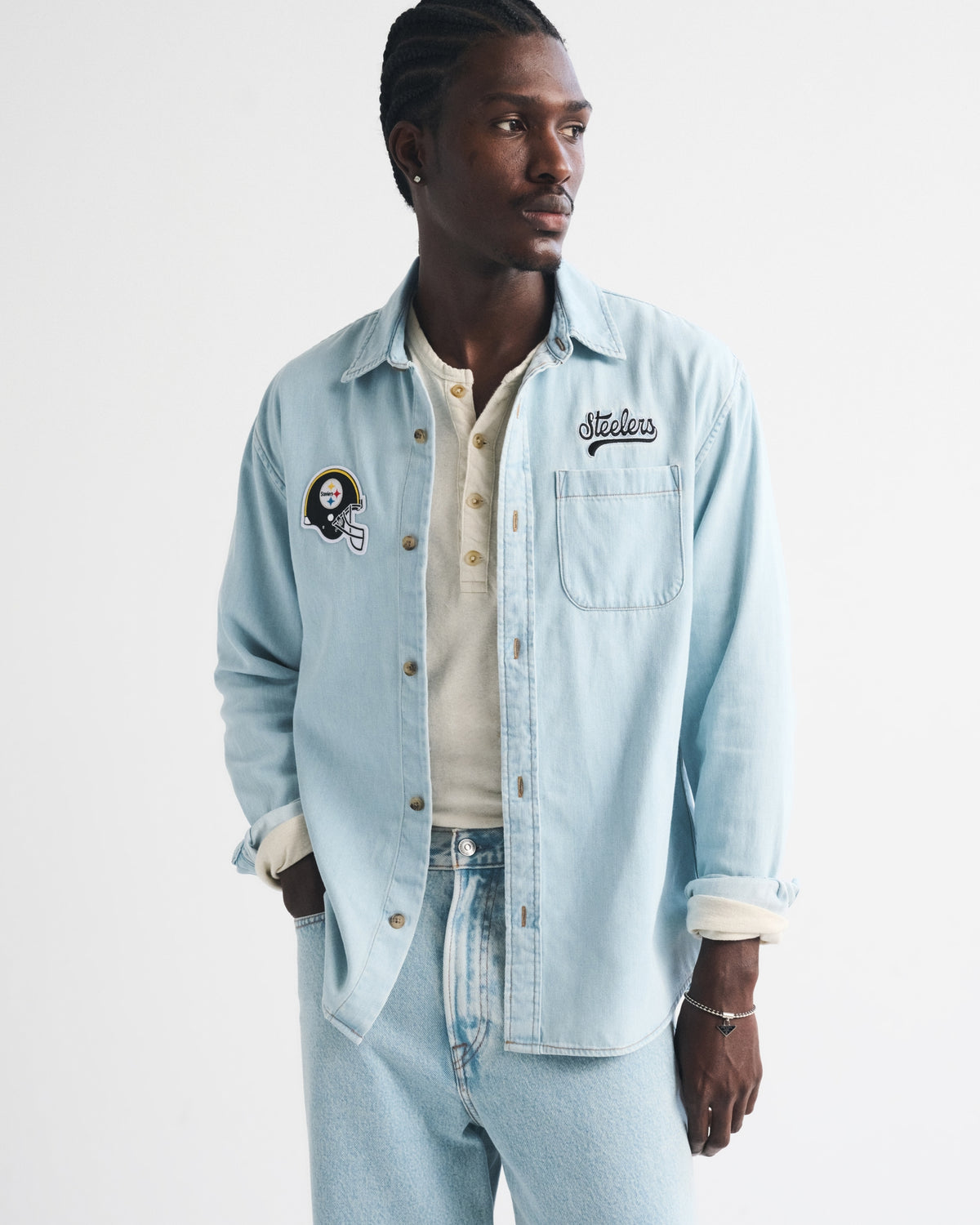Abercrombie New England Patriots Denim Button-Up Shirt