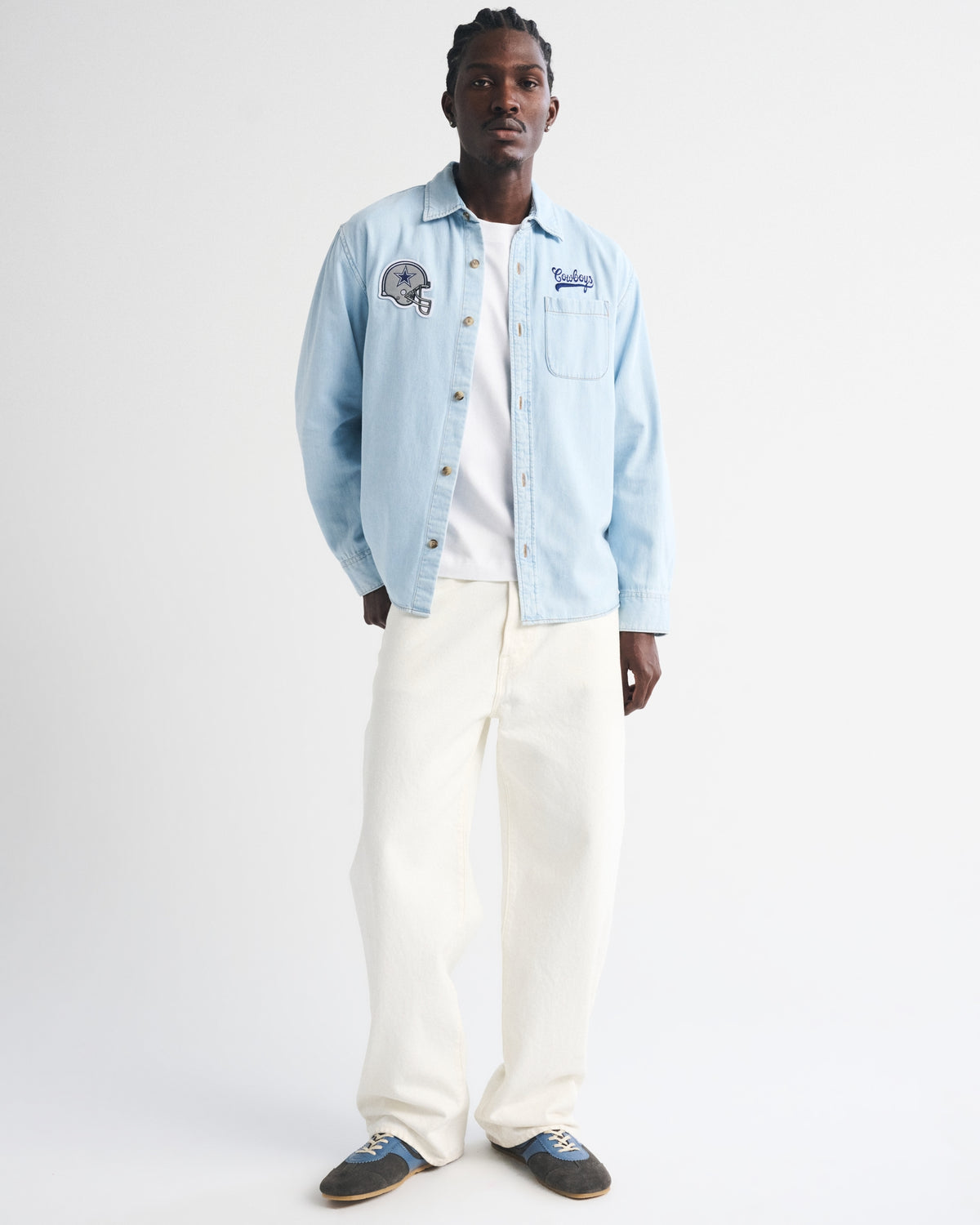 Abercrombie New England Patriots Denim Button-Up Shirt