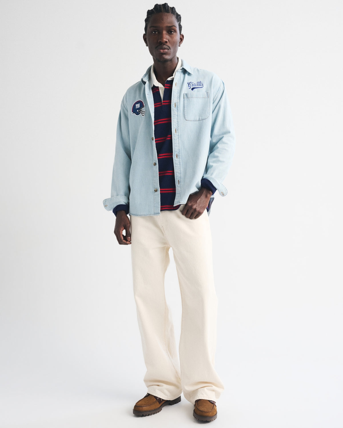 Abercrombie New England Patriots Denim Button-Up Shirt
