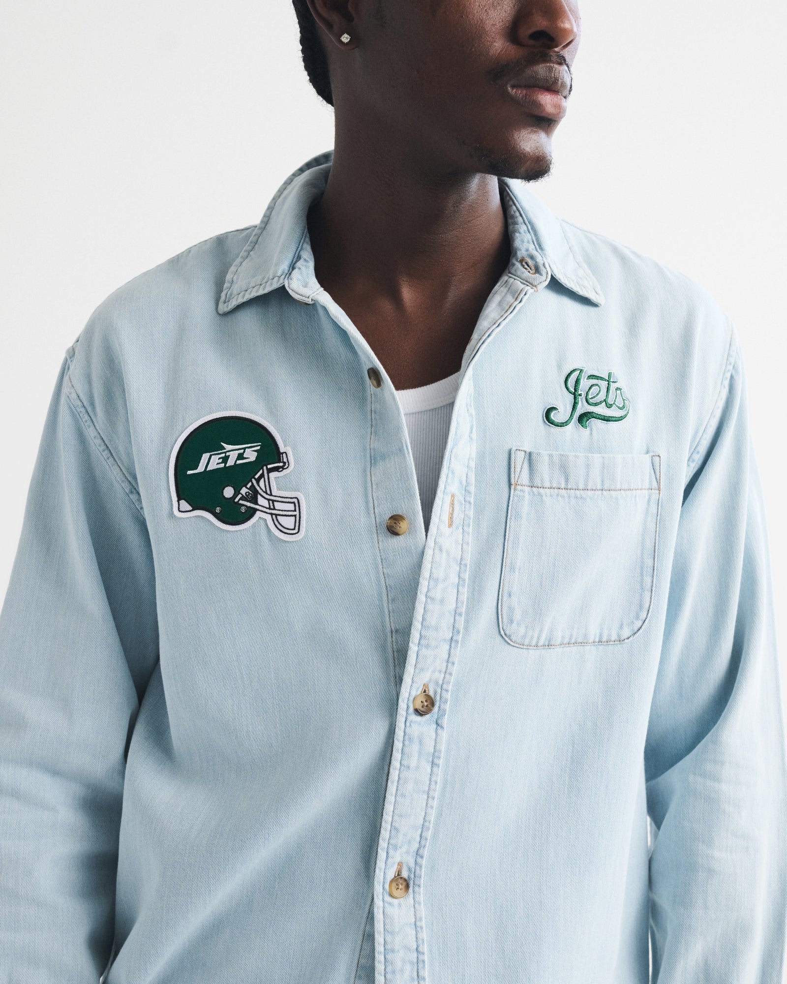 Abercrombie New England Patriots Denim Button-Up Shirt