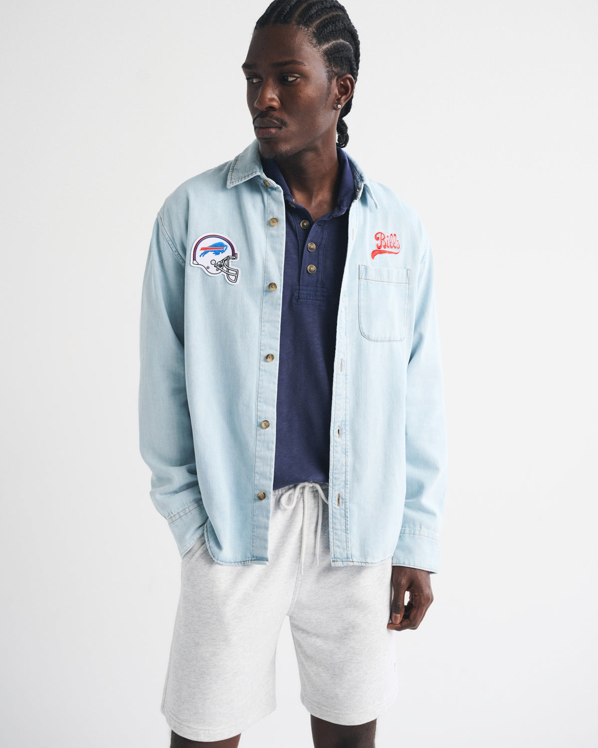 Abercrombie New England Patriots Denim Button-Up Shirt