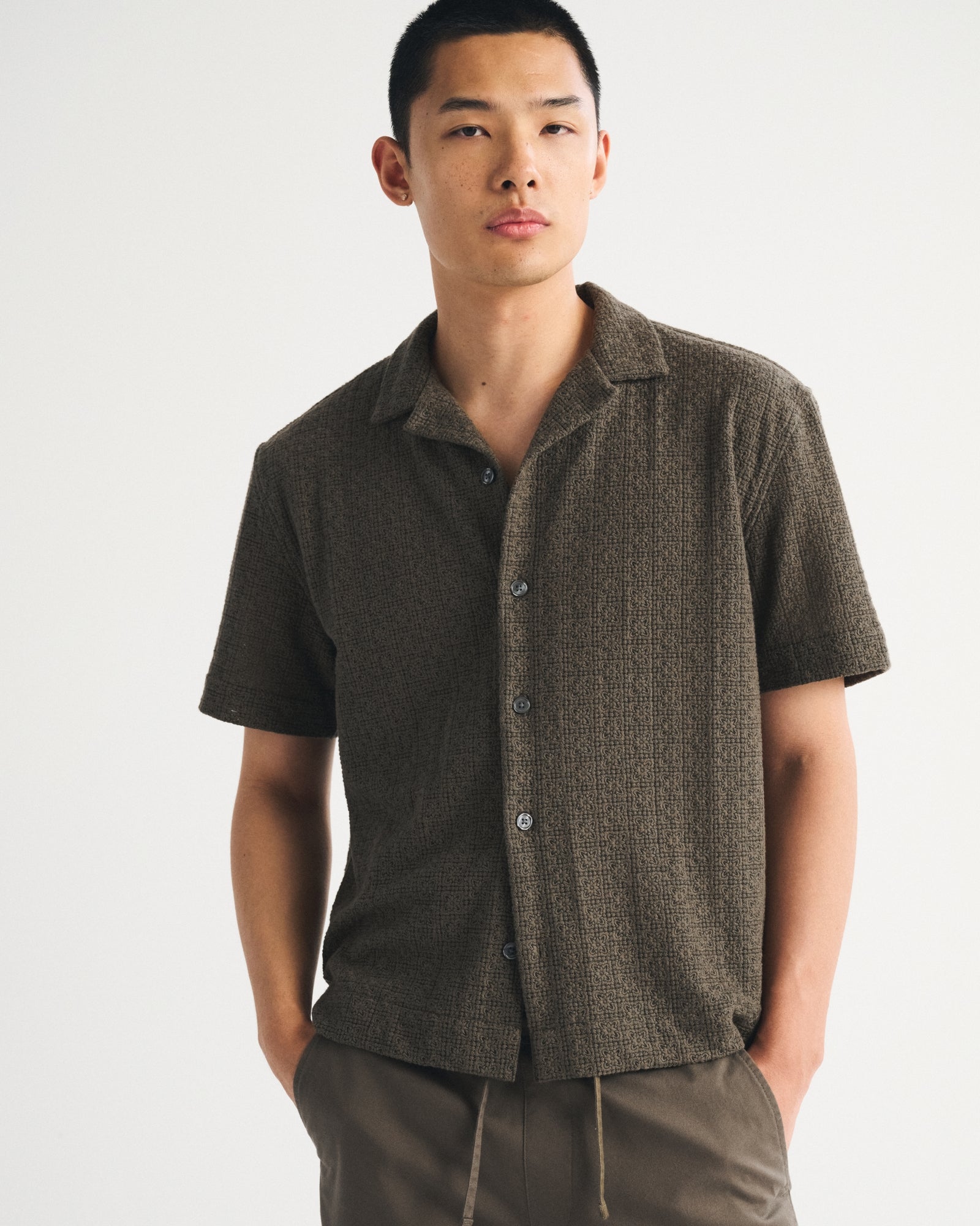 Abercrombie Boxy Button-Up Lace Shirt