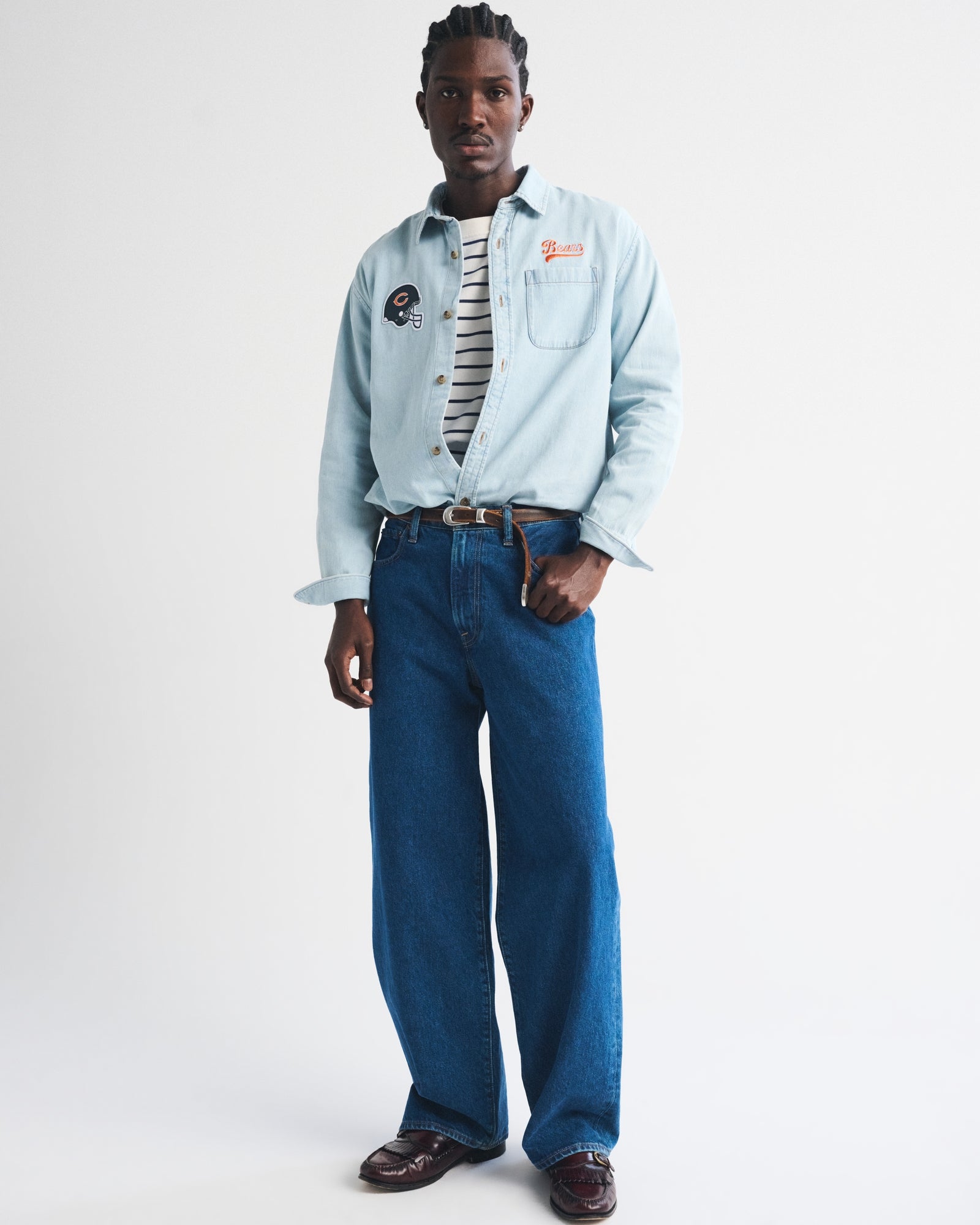 Abercrombie New England Patriots Denim Button-Up Shirt
