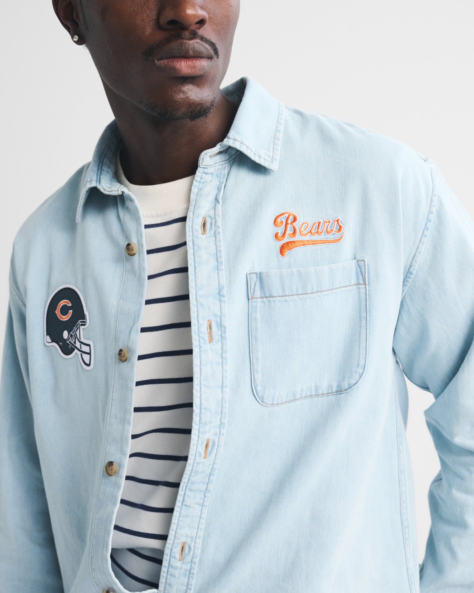 Abercrombie New England Patriots Denim Button-Up Shirt