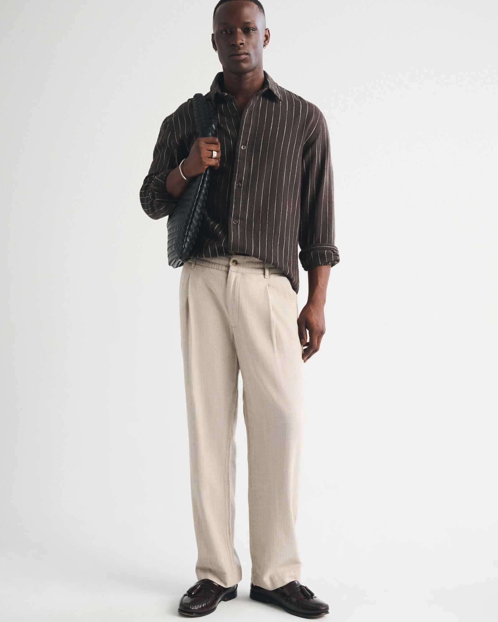 Abercrombie Linen-Blend Relaxed Pleated Hybrid-Waist Trouser