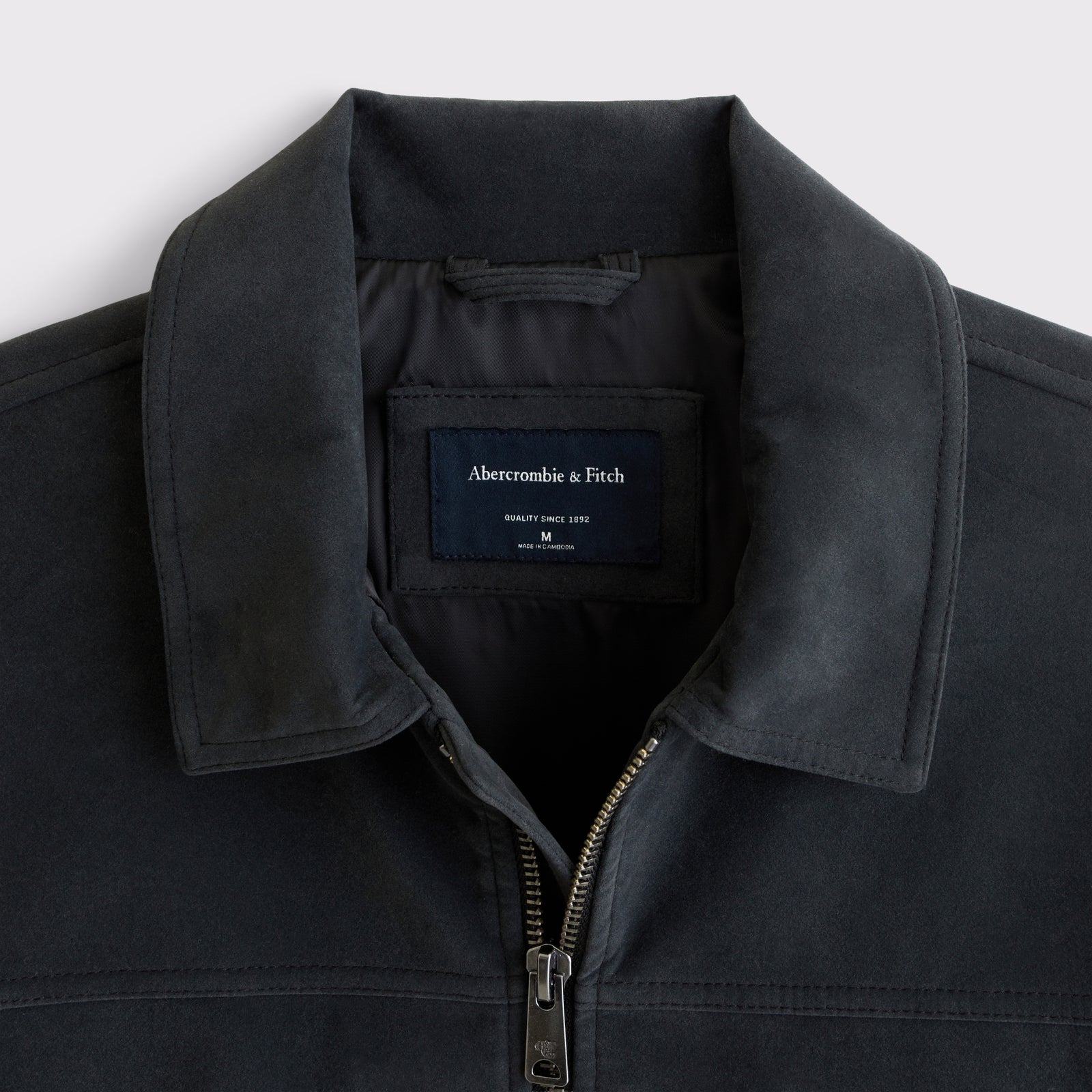 Abercrombie Easy Vegan Suede Zip Trucker Jacket