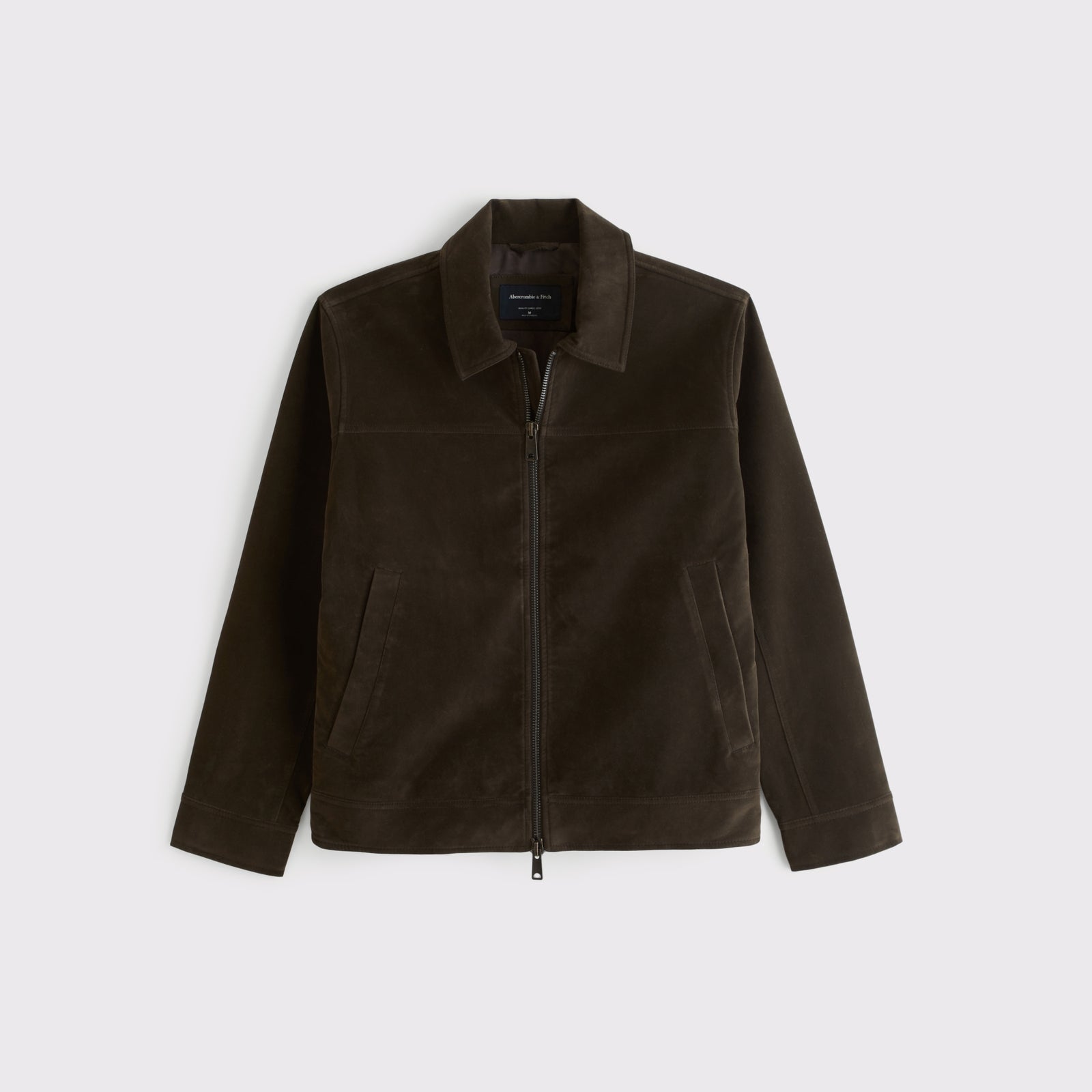 Abercrombie Easy Vegan Suede Zip Trucker Jacket