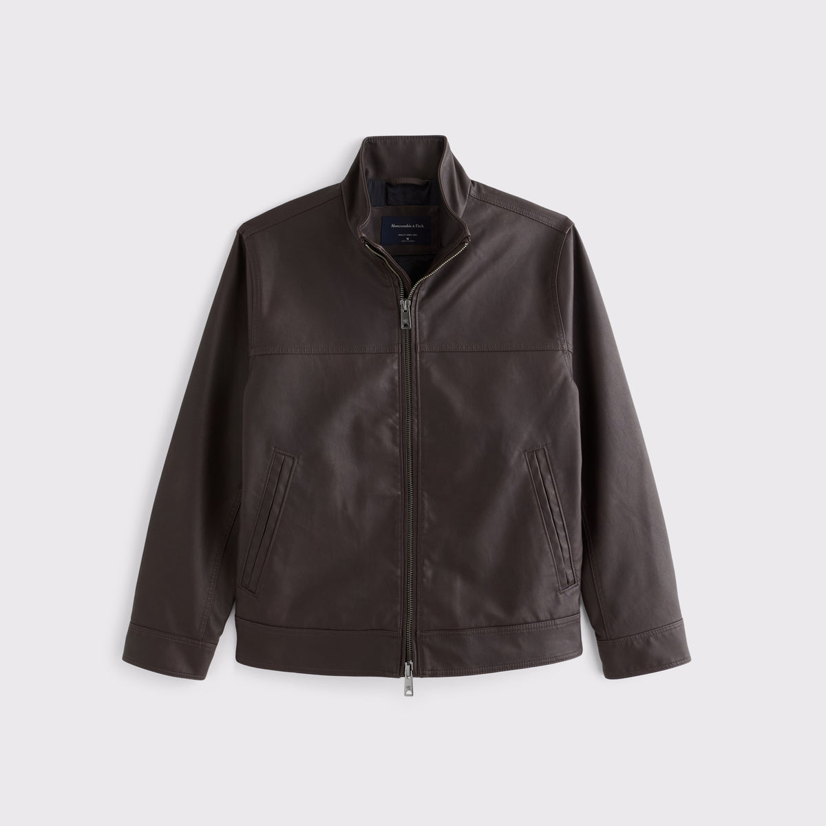 Abercrombie Leather Mock Neck Zip Jacket