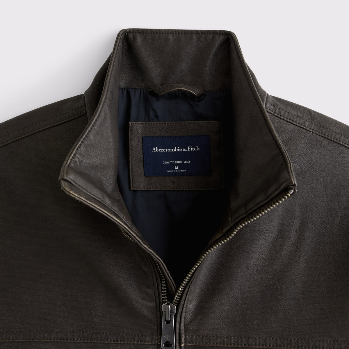 Abercrombie Leather Mock Neck Zip Jacket