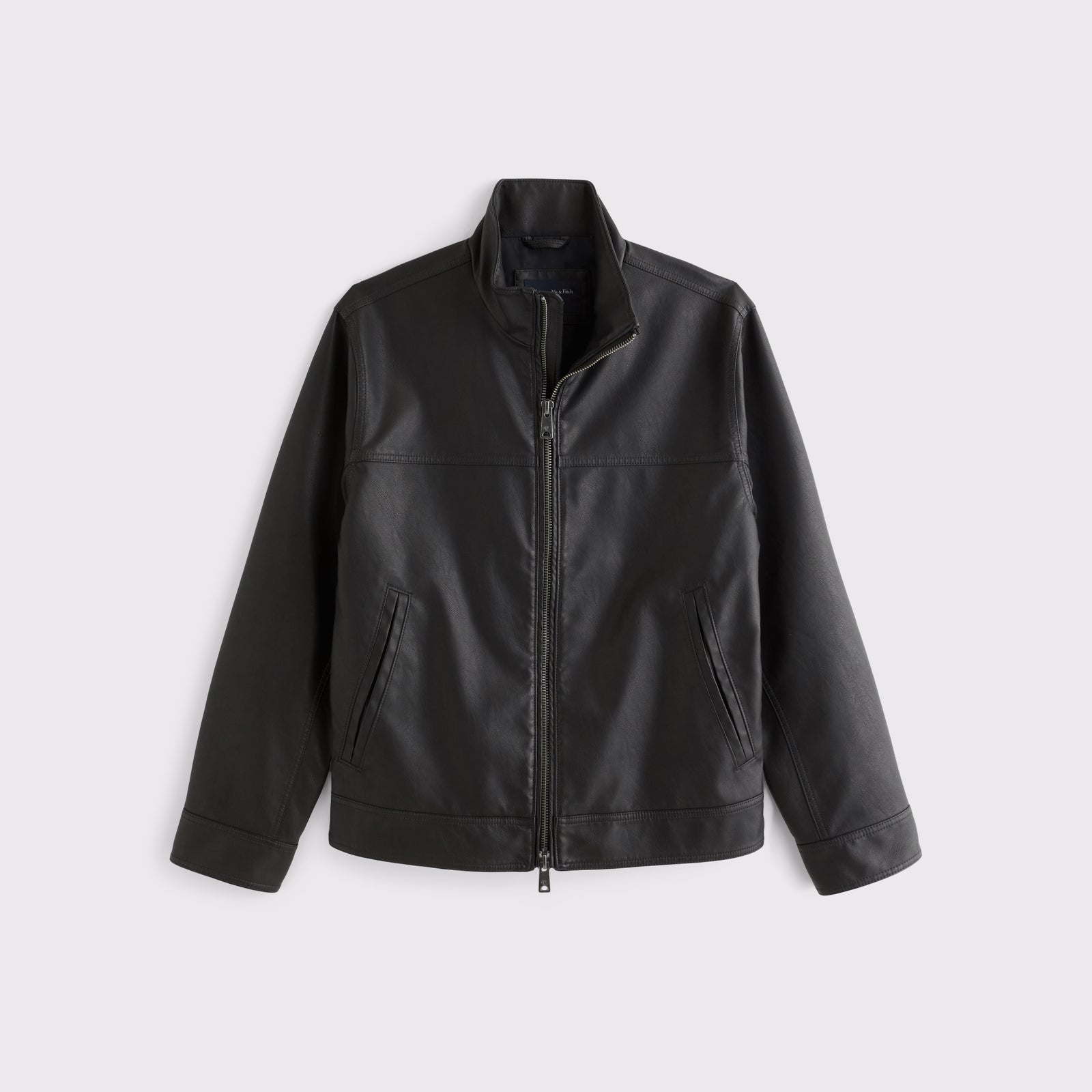 Abercrombie Leather Mock Neck Zip Jacket