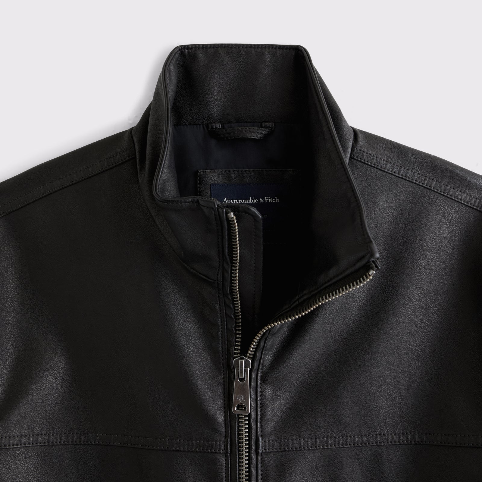 Abercrombie Leather Mock Neck Zip Jacket