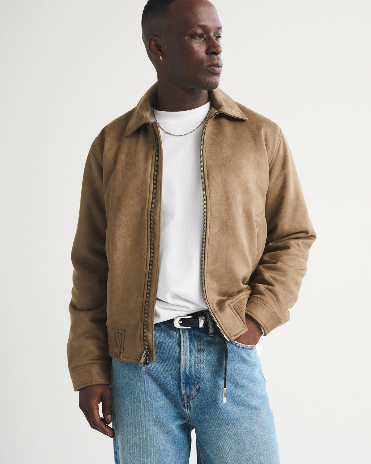 Abercrombie Vegan Suede Bomber Jacket