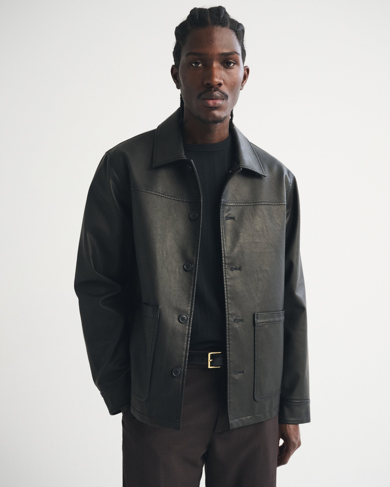 Abercrombie Vegan Leather Trucker Jacket