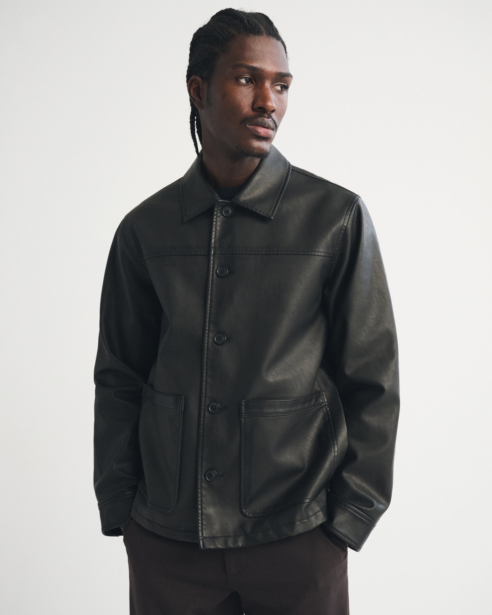 Abercrombie Vegan Leather Trucker Jacket