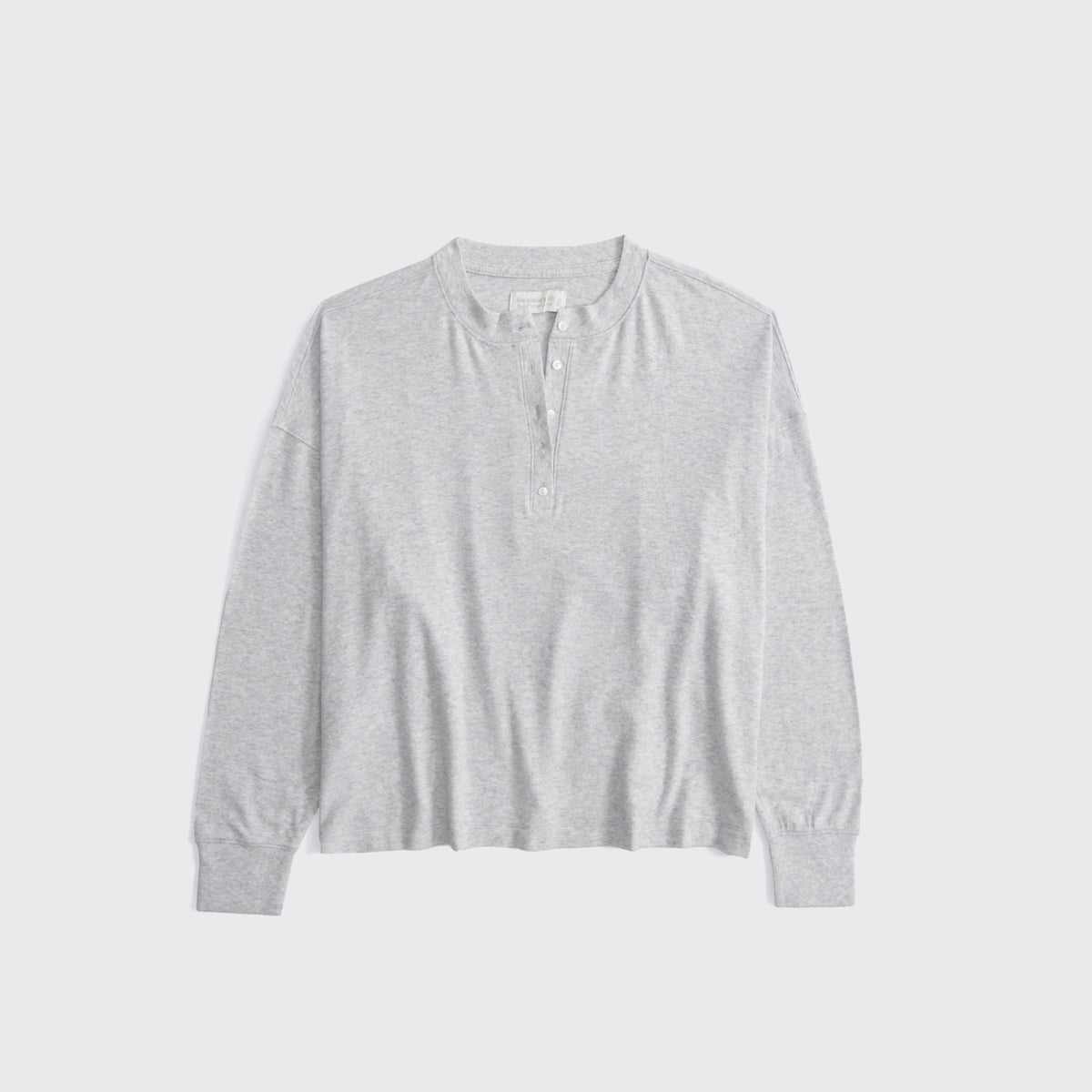Abercrombie Long-Sleeve Cozy Lounge Knit Oversized Henley Top