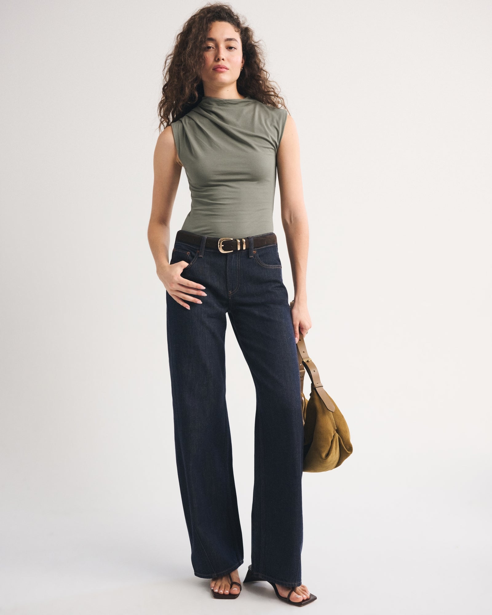 Abercrombie Pleated Mock Neck Top