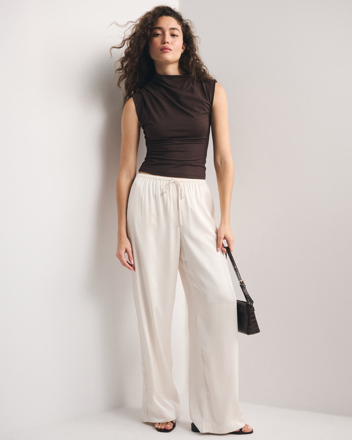 Abercrombie Pleated Mock Neck Top