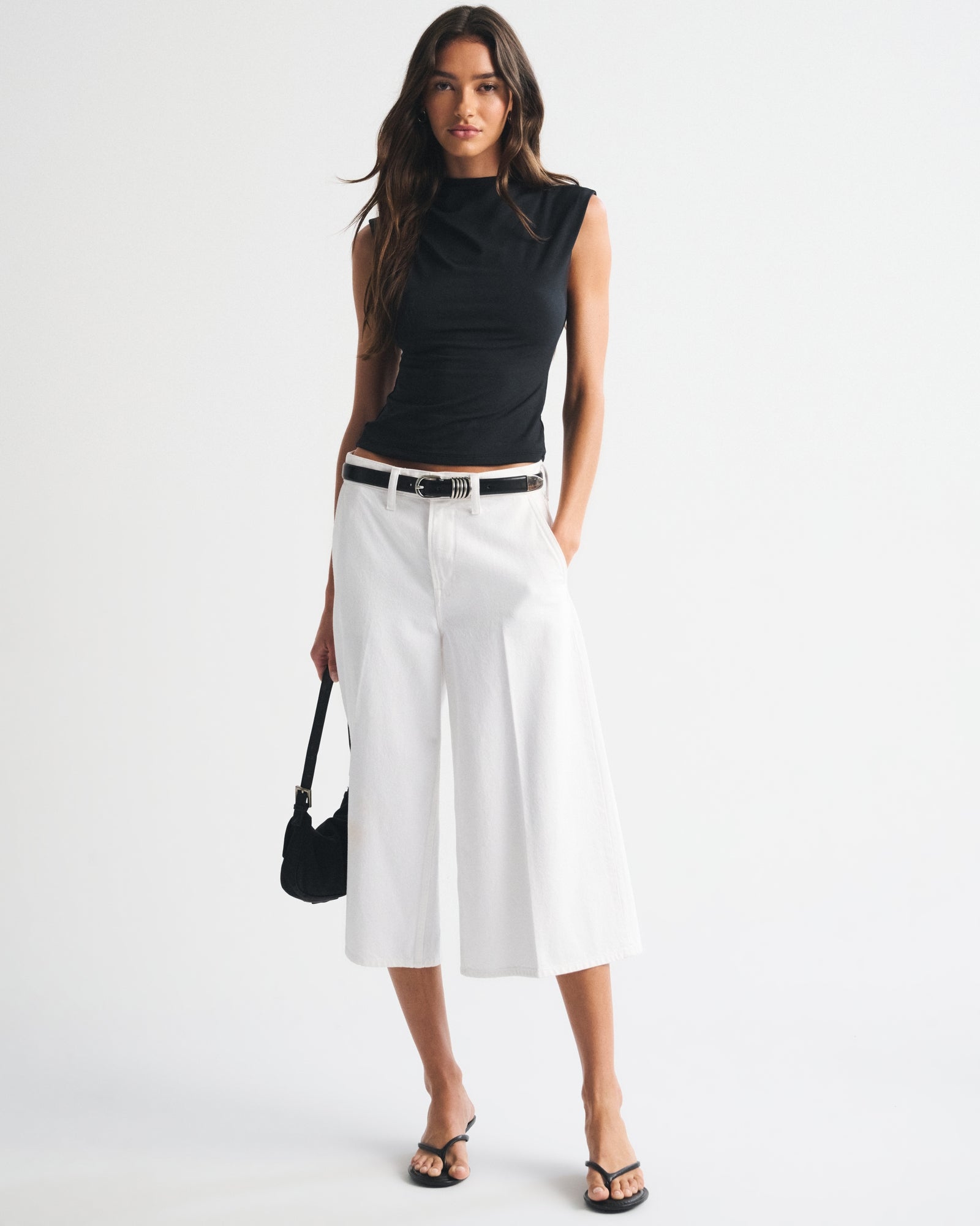 Abercrombie Pleated Mock Neck Top