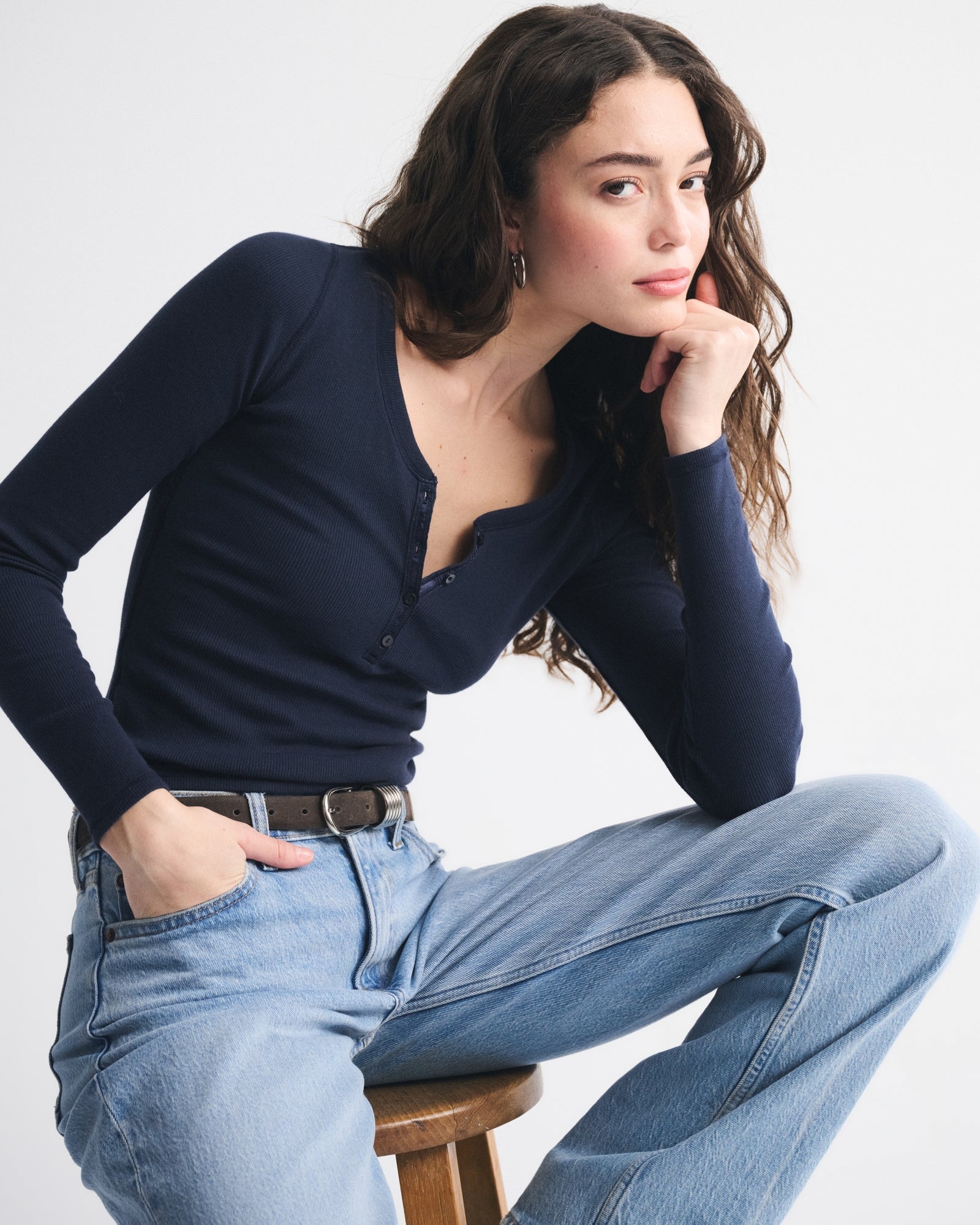 Abercrombie Long-Sleeve Rib Henley