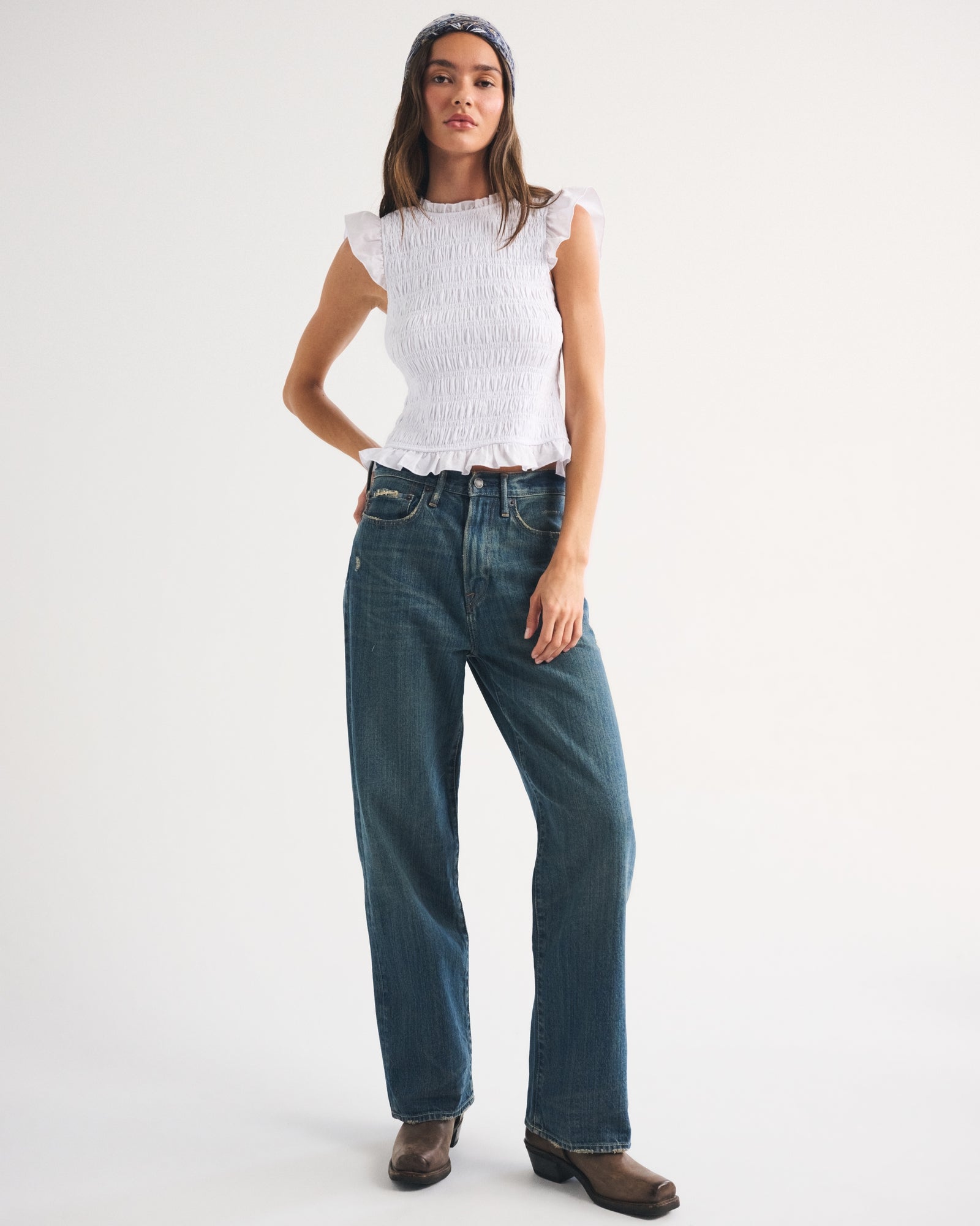 Abercrombie 100% Cotton Tie-Back Smocked Top