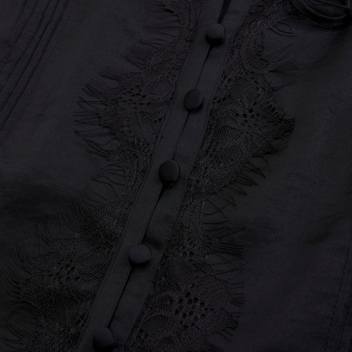 Abercrombie Lace-Trim Pintuck Satin Tank