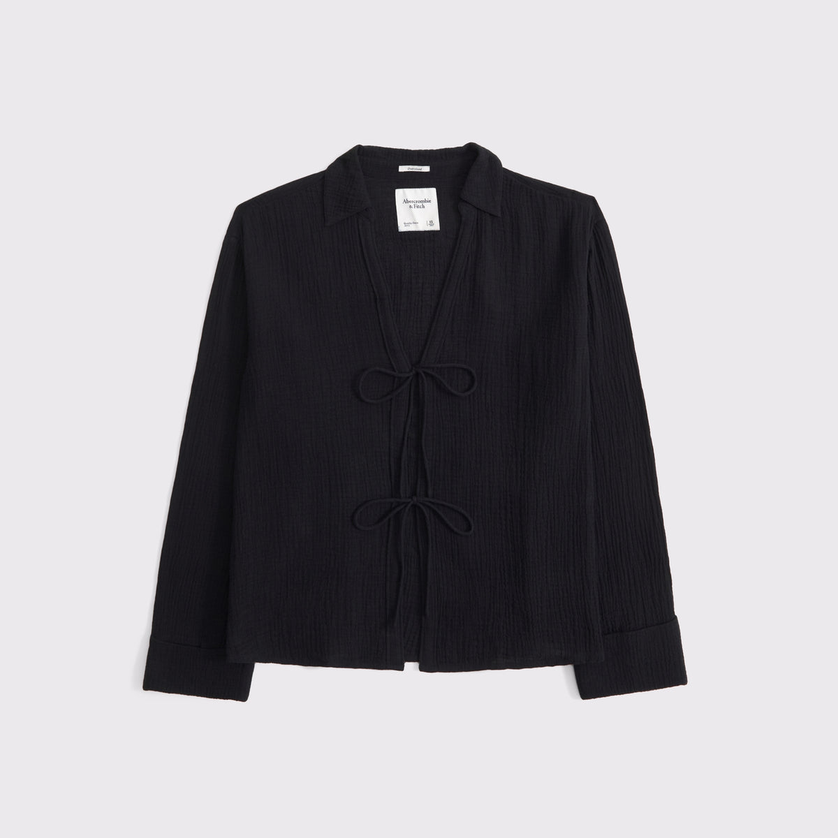 Abercrombie Long-Sleeve Oversized Tie-Front Gauzy Shirt