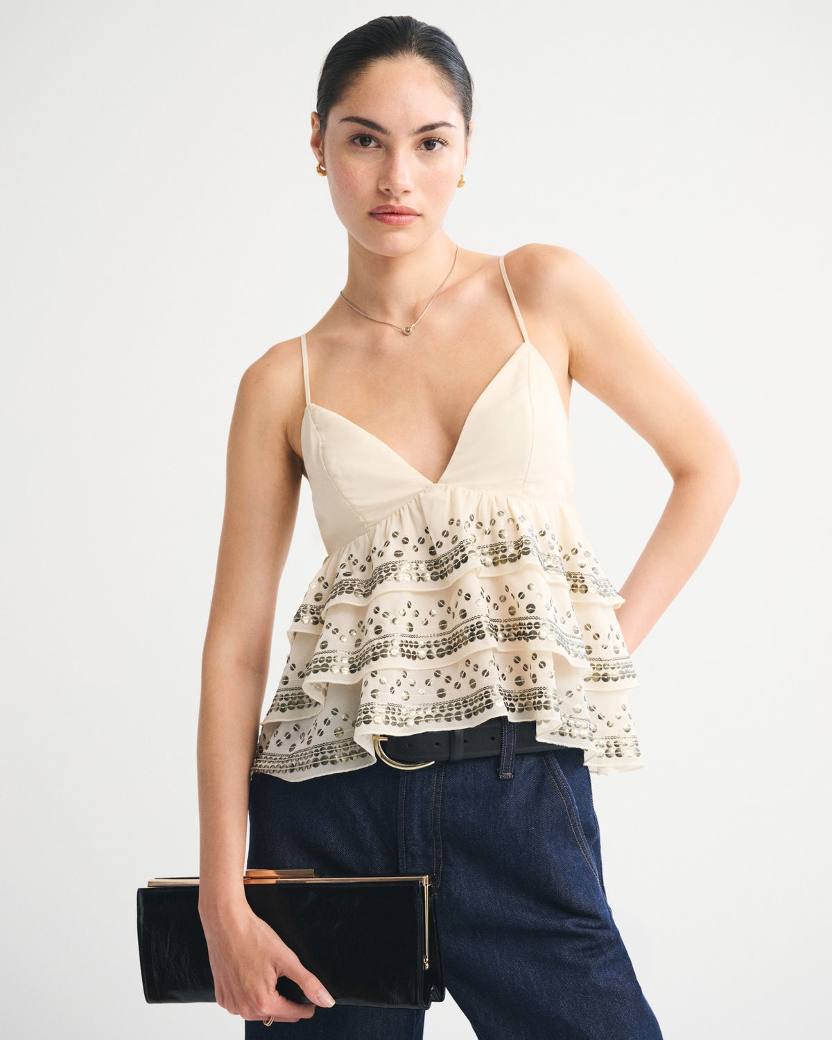 Abercrombie Sequin Tiered Cami