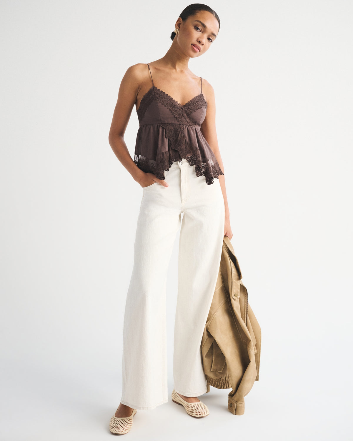 Abercrombie Babydoll Lace-Trim Cami