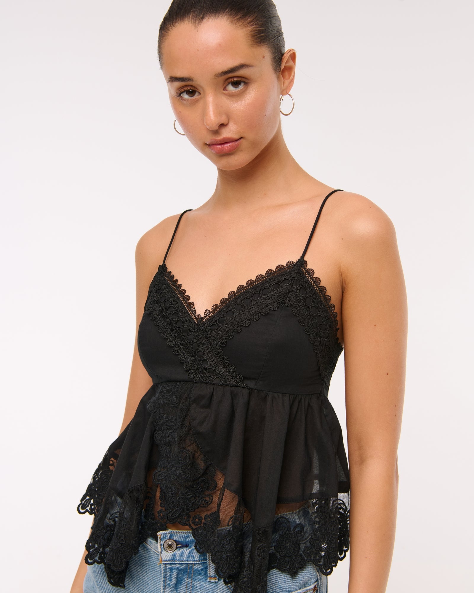 Abercrombie Babydoll Lace-Trim Cami