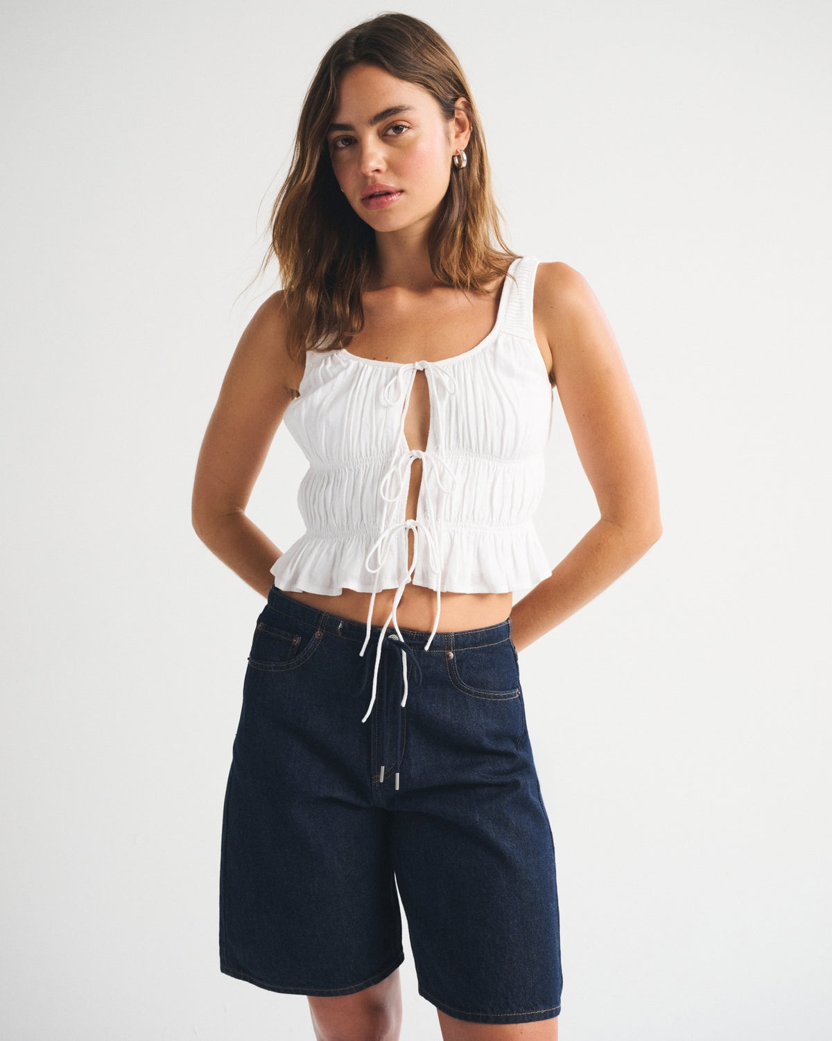 Abercrombie Ruched Tie-Front Top