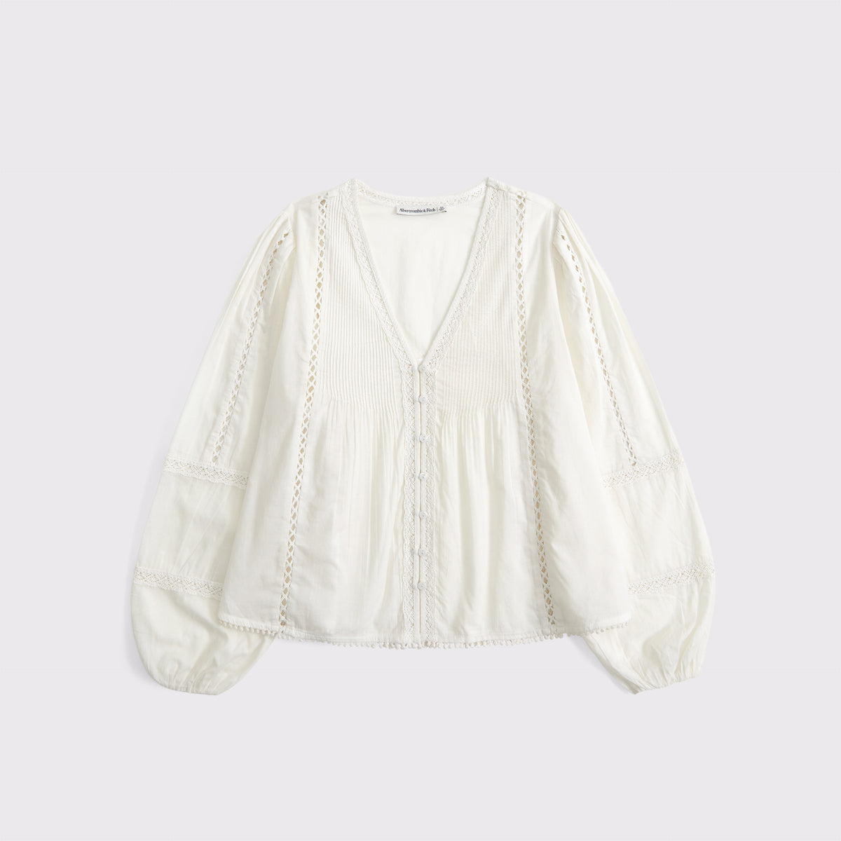 Abercrombie Lace-Trim Button-Through Blouse
