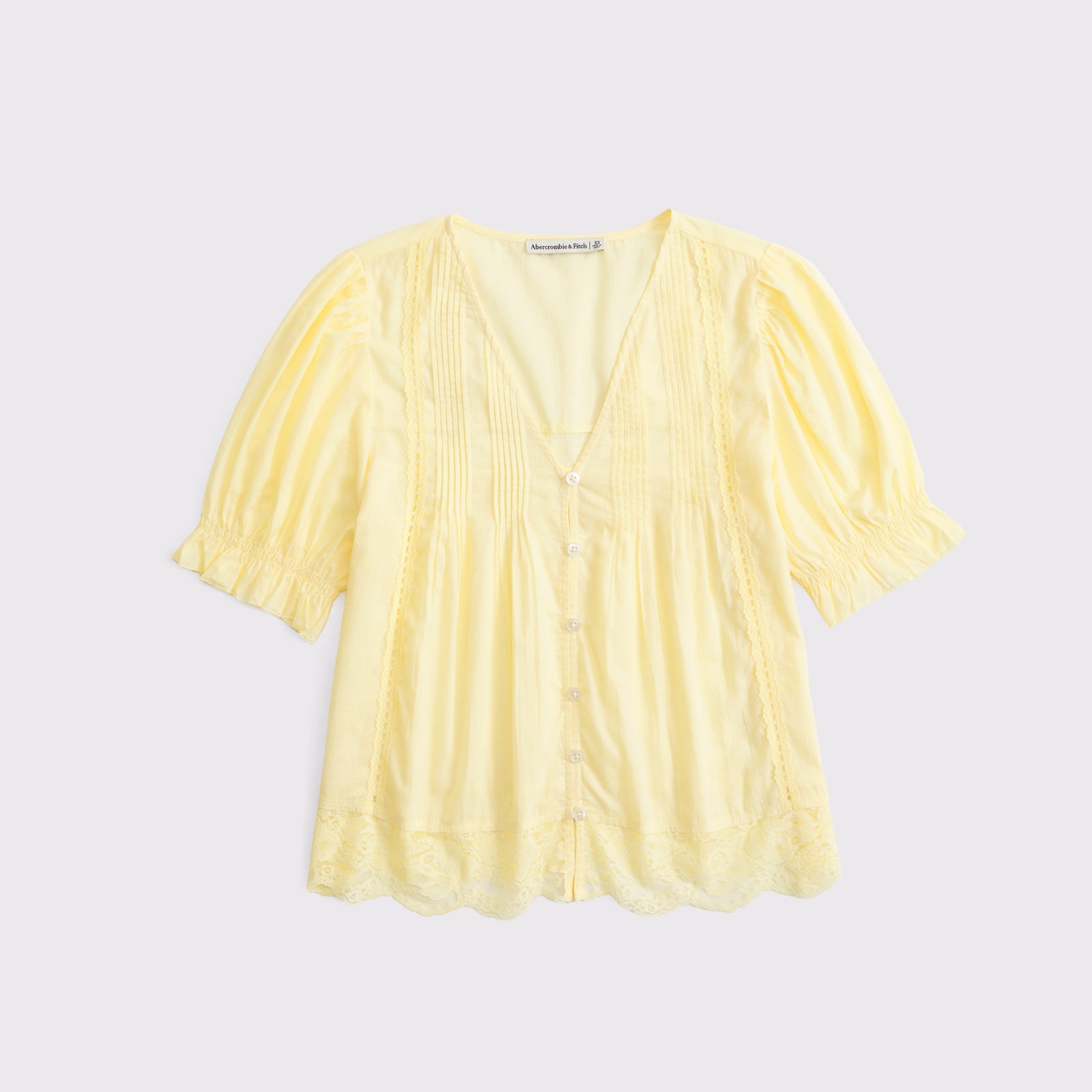 Abercrombie 100% Cotton Lace-Trim Button-Up Blouse