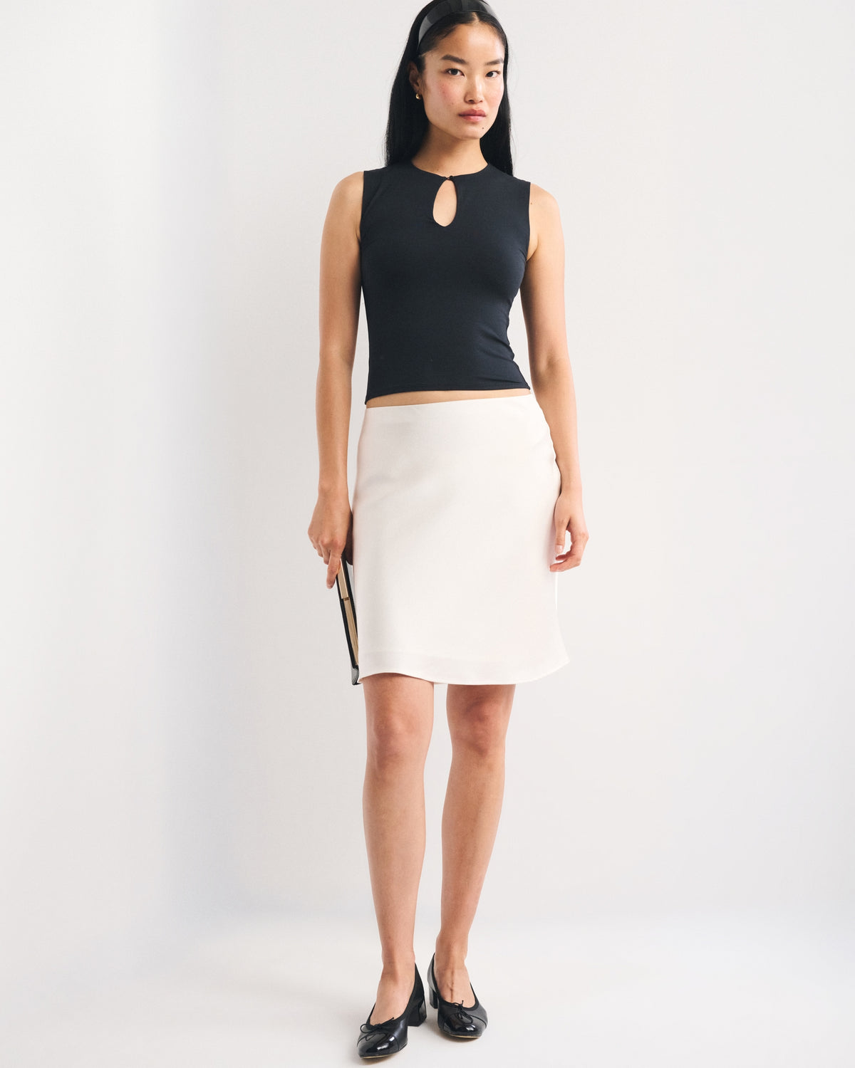 Abercrombie High Rise Satin Midi Skirt