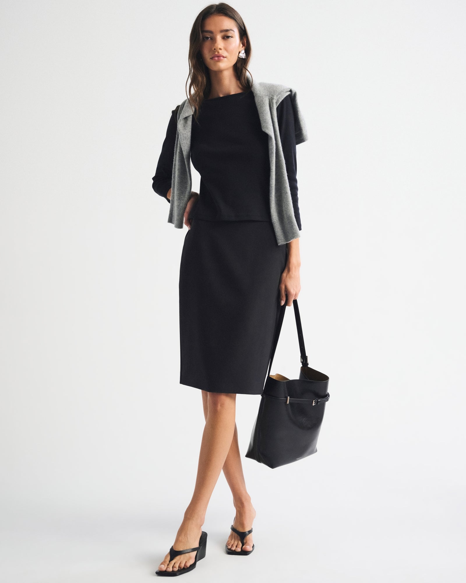 Abercrombie High Rise Pencil Midi Skirt