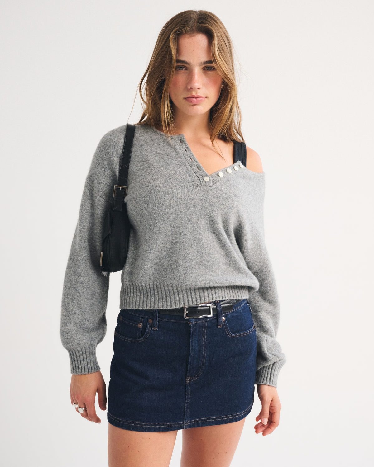 Abercrombie Mid Rise 5-Pocket Denim Mini Skort